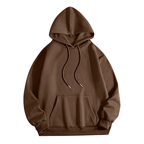 Sweat à capuche personnalisé marron pour femme en taille L avec poche kangourou