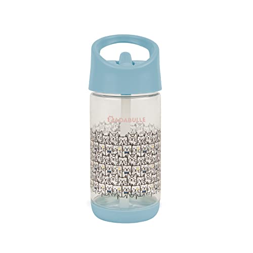 Badabulle Gourde à paille pour enfant 350ml, Anti-fuites, Paille rabattable dans le couvercle, 12m+