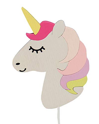 Clevere Kids applique murale pour enfants, animaux, en bois, fait main, E-A ++ (licorne)