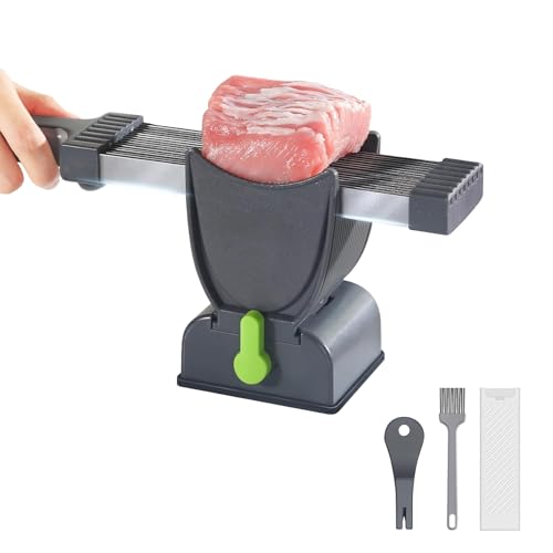 CALISTOUK Cortafiambres Cortador de Carne, Cortador Manual Carne Fresca Espesor Ajustable 2 o 4 mm per Ternera Cerdo Salmón Estofado Barbacoa Casero