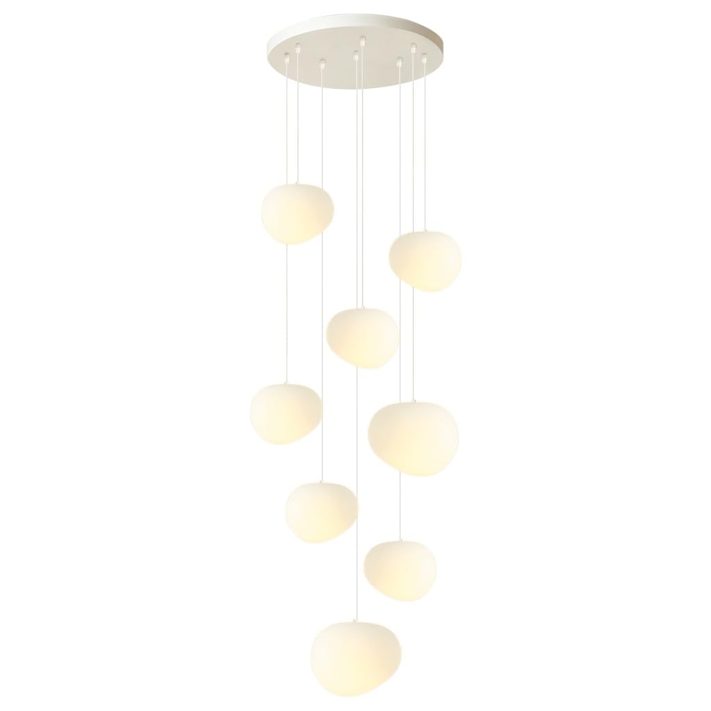 Nowoczesna Lampa Wisząca Do Klatki Schodowej Kremowy Minimalizm Projekt Pebble Długa Wysokich Sufitów Gniazdo E27 Do Klatki Schodowej Przedpokoju Salonu(8 heads)