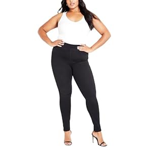 AVENUE Women’s Plus Size Jean HI Rise Jegging, TL BLK