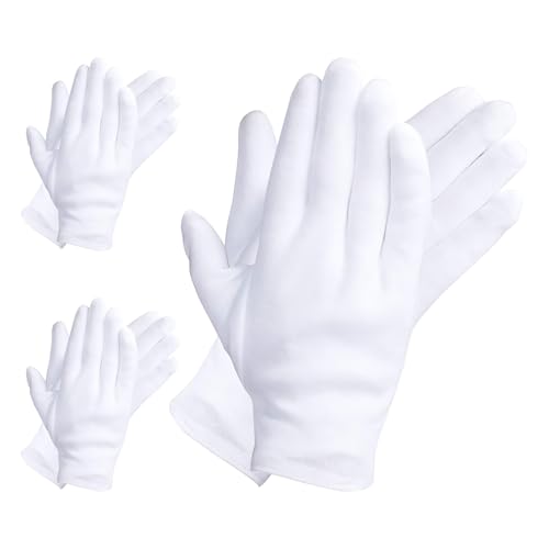 3 paia 6 guanti in cotone bianco, guanti idratanti, guanti in filo di cotone per la protezione quando si ha la pelle secca, 3 paia L
