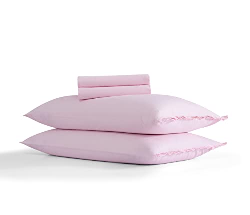 Shabby Chic® - Queen Sheets, Soft & Breathable Organic Cotton Bedding Set, Vintage-Inspired Home Decor With Ruffled Pillowcases (Solid Pink, Queen) #TOP2