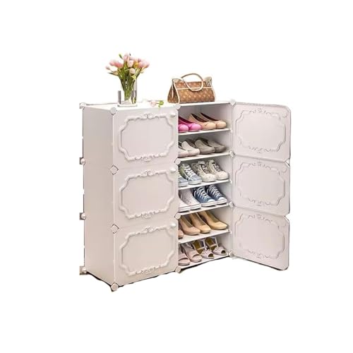 LICONG-2020 Thin Shoe Organizer, Dustproof Indoor Shoe Organizer Simple Multilayer Plastic Shoe Cabinet, Decorative Shoe Rack for Front Door Entrance