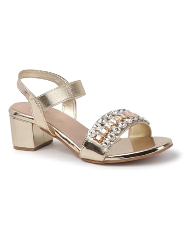 Image of iconics Women Glamorous block Heel Sandal with Crystal Embellishment