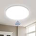 Produktbild LED Deckenleuchte mit Bewegungsmelder 18W 1800LM, IP54 Wasserfest Deckenlampe mit Bewegungsmelder, LEOEU Sensor Leuchte für Bad Flur Balkon Garage Keller Treppen, 4000K Ø22cm