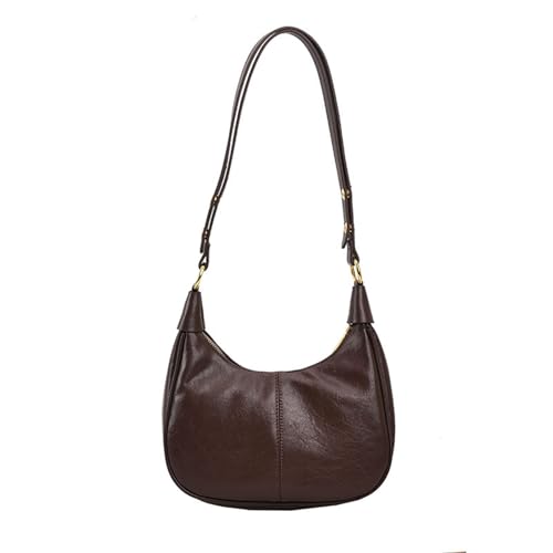 2024 Simple Solid Zipper Shoulder Purse Bag, Trendy PU Leather Crescent Bag, Crossbody Bag for Women, Versatile Underarm Bag