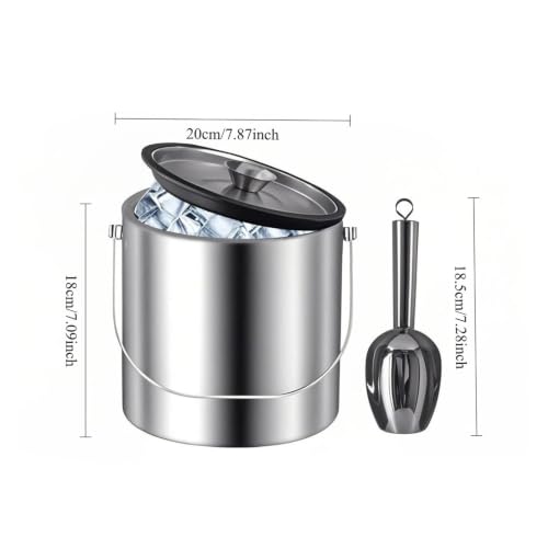 Cubitera de acero inoxidable de 4L con doble pared térmica, tapa y cuchara 3