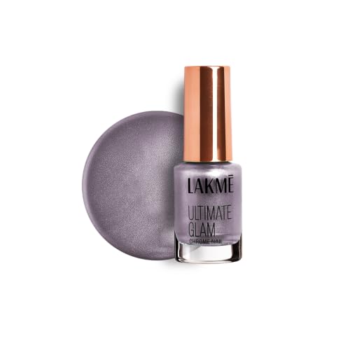 Image of LAKME Ultimate Glam Chrome Nail Paint, Lilac, 6ml, for Stylish and Sassy Nails, with Metallic Brilliance, Quick Dry Formula, Glitter Nail Paint, for Women