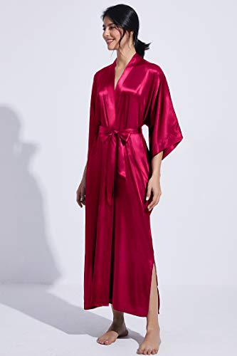 Image of PRODESIGN Satin Kimono Robe Women Long Silky Kimono Bathrobe Sleepwear Wedding Bridesmaid Robe