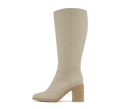 Soda “Study” ~ Women Pointed Toe Low Heel Knee-High Boot with Side Zipper