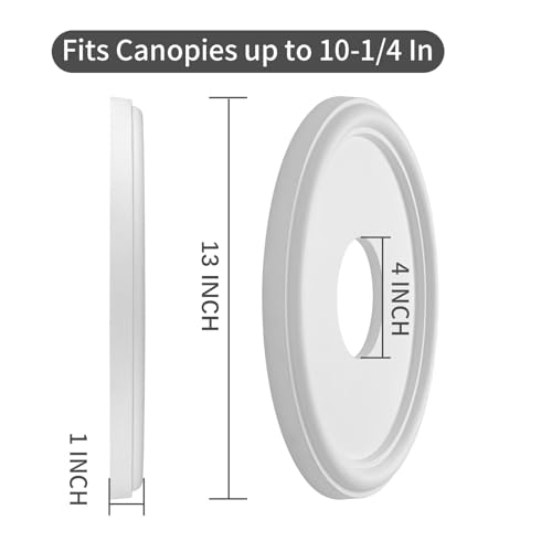 Image of White Molded PU Ceiling Medallion, 13 inch OD x 4 inch ID x 1 inch P | For Light Fixtures And Ceiling Fans, Fits Canopies Up To 10.25 inch