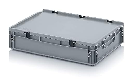 Eurocontenedor + tapa con bisagra ED 64/12 HG 24 l caja de plástico 60 x 40 x 13,5 cm, asas cerradas | Contenedor Industrial caja de almacenamiento | Ya disponible en tu tienda friki favorita! En mundofriki.es!