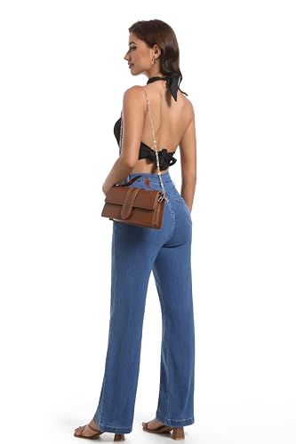 Women's Jeans High Waisted Straight Leg Stretchy Jeans Trendy Wide Leg Tummy Control Loose Casual Denim Pants3