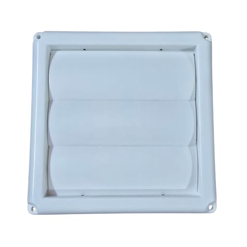 Image of CAMCASA 6 Inch Exhaust Fan Vent Cover for Chimney Pipe | White Plastic Airflow Cowl with Louvers | Pest Guard Grill | Opens with Airflow, Closes When Idle | Wall Mount Duct Cap for Ventilation