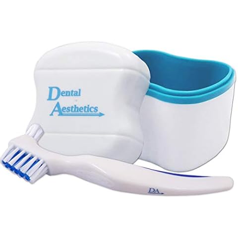 Denture Bath and Brush Set with Drain Basket Cover
