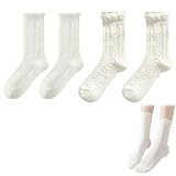 CQXSYTBN 2 Paar Rüschen Socken,Baumwolle Socken mit Rüschen Damen, Elegante Spitzensöckchen für Dirndl, Kostüme & festliche Kleidung, Trachtensocken ideal für Karneval & Ostern