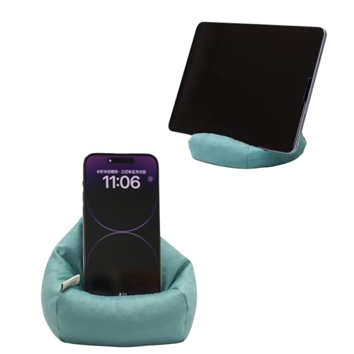 Tusrai 2pcs Cover of Mini Bean Bag Chair Cell Phone Holder (No Filler) Ultra Soft Micro Suede Anti Slip Miniature Bean Bag Couch Teal