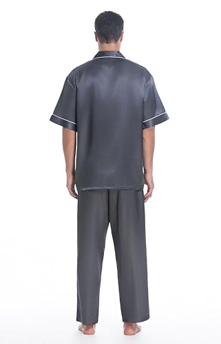 Lavenderi Men's Short Sleeve Silk Satin Pajama Set, Silky Pajamas sleepwear3