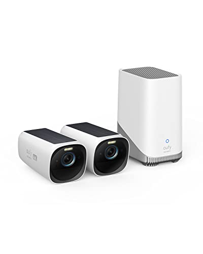 eufy Security eufyCam 3 2-CAM Kit, Cámara vigilancia WiFi Exterior 4K con Panel Solar Integrado, Reconocimiento Facial IA, Almacenamiento Local Ampliable, Enfoque y visión Nocturna, sin Cargo mensual