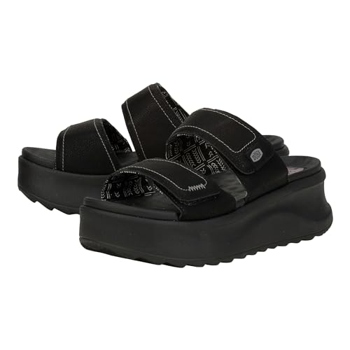 Hey Dude Women's Delray Slide Classic Black/Black Size 7 | Women's Shoes | Women Slip-on Sandals | Comfortable & Light-Weight