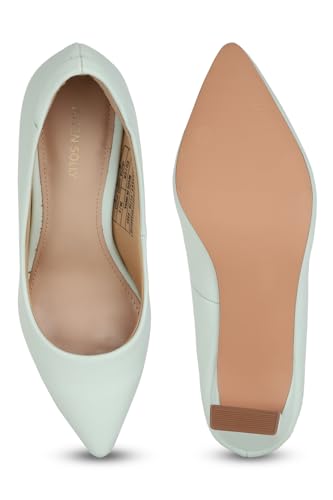 Image of Allen Solly Woman Pointed Toe Block Pumps Green