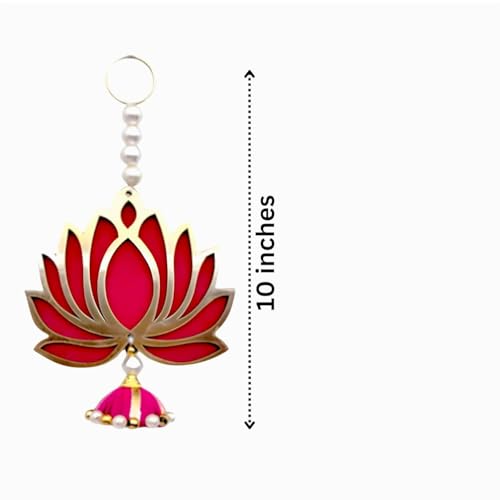 Image of Handcrafted Decorative Wall Decor for Ganpati Diwali Navratri and Pooja Setup Ethentic Hanging for Home Decor Festival Decoration for Home Entrance and Mandir Temple Decor Pack of 6 (Lotus Hanging)