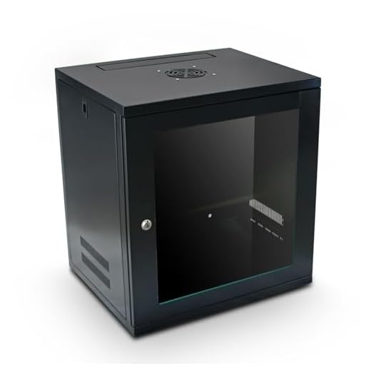 Server Rack Data Cabinet Deep Wall Mounted - 12U 450mm 19" Black Storage Rack for Home, Office, Server Room with Glass Door, Removable Side Panels, Front-Rear Lockable (Flat-packed)