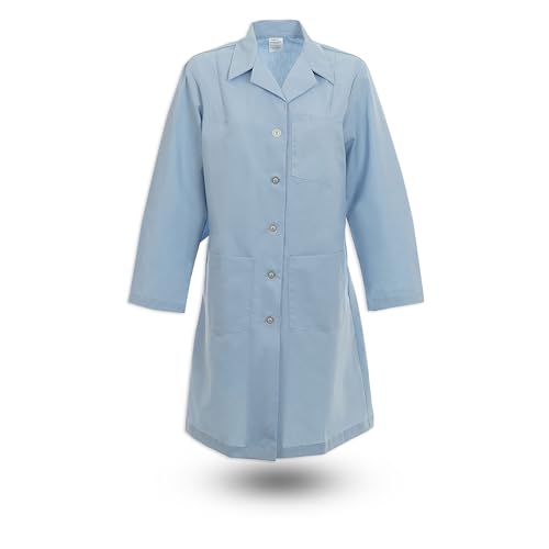 Chef Trends Pinnacle Health Women’s Button Lab Coat L17F - Light Blue, Large