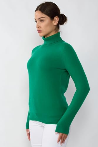 Image of JENNIE LIU Women's 100% Pure Cashmere Long Sleeve Pullover Turtleneck Sweater
