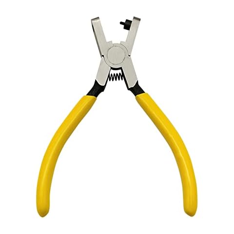 GOIYZTTR Watch Hole Punch Plier, Leather Hole Punch Plier with Yellow Non-Slip Soft Rubber Grip, Round Hole Punch Plier for Strap Belt Length Adjustment Cover