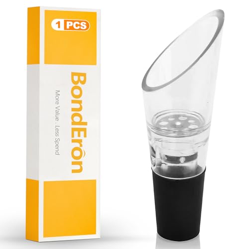 BondEron 2 unidades de aireador de vino con función decantadora integrada, vertedor de vino sin goteo y aireador para vino tinto, apto para la mayoría de botellas de vino