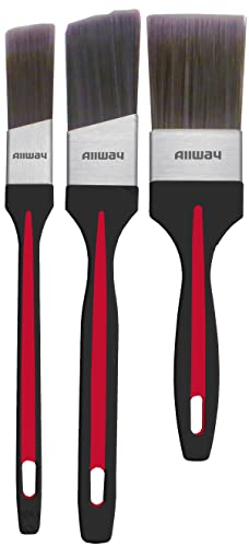 Image of ALLWAY A3PK Ergo-Style Paintbrush Set, 3 Pack | Multi-Pack Set, Includes 1 inch Angular, 1.5 inch Angular, 2 inch Straight Brushes