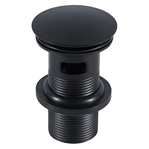 Wasserrhythm Pop up Basin Waste Matte Black Slotted for Bathroom Sinks with Overflow Click Clack Sprung Plug 1/4 BSPP UK Standard Cover