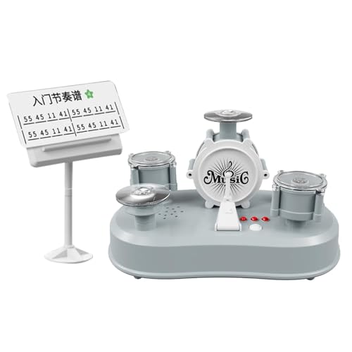 Juego de batería en miniatura, juego de batería de escritorio, pequeños tambores de dedos, dispositivos de escritorio, instrumentos musicales en miniatura, sonido y efectos de luz, percusión educativa
