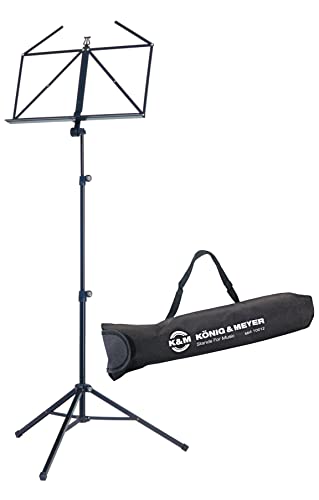 K&M 10065 Notenständer Set (ausziehbarer Notenständer mit Tragetasche) Schwarz