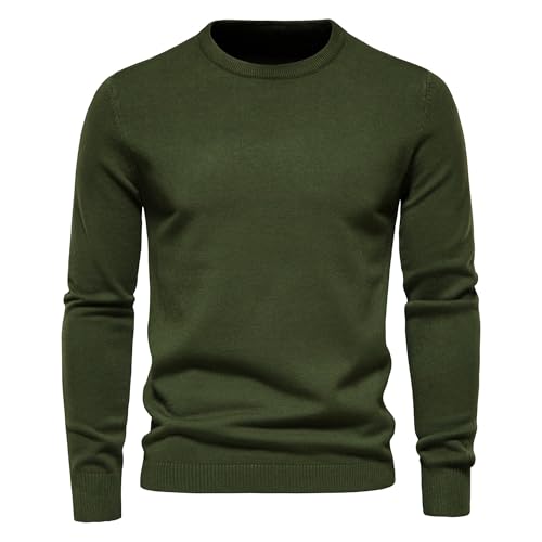 Men's Cotton Pullover Top Crew Neck Slim Fit Sweater Lightweight Blend Knitted Pullovers