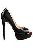 sexytag Women's Elegant Peep Toe Platform Pumps with 6' Stiletto High Heels 1.5' Platform Dress...