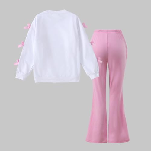 Image of Girls Outfits 2 Piece Long Sleeve Butterfly Sweatshirt and Pants Fall Clothing Set Size 7-14 Years
