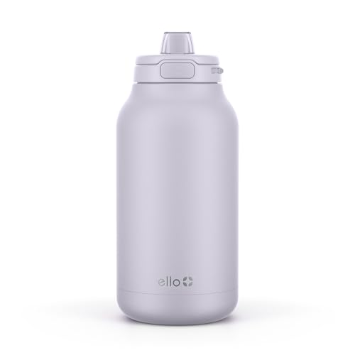Image of Ello Hydra 64oz Half Gallon Water Jug with Handle and Motivational Time Markers for All Day Hydration, Plastic Reusable Water Bottle with Straw and Locking, Leak Proof Lid, BPA Free, Celeste