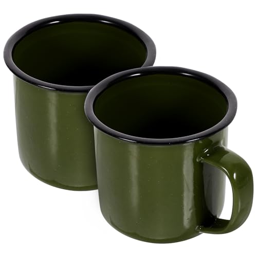 KICHOUSE Tazas Vintage de Leche Portátiles Verdes 2 Piezas, Tazas Multifunción para Café y Leche, Accesorio para Hogar y Oficina, Aptas para Té y Bebidas Calientes
