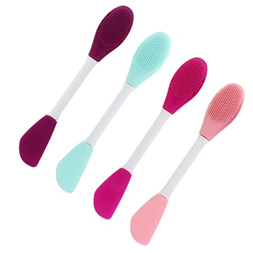 Healeved 4pcs Silicone Mask Stirrer Makeup Applicator Brush for Face Skin Care Non-slip Handle Safe Versatile Beauty Tool