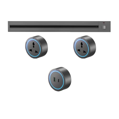 Riel Deslizante Eléctrico De Pared De 40-150 Cm Con Adaptador De 2500 W, Enchufe Con Interruptor, Regleta De Enchufes Con Interruptor Y Batería Externa Portátil.,Grey-40cm