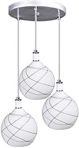 Plafonnier suspendu blanc laiteux 3 lumières avec support en acier inoxydable pour cuisine