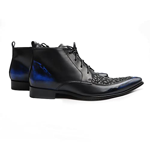 NEW Men Ankle Boots Mens Pointed Lace Up High Top Boots Show For Business Pure Leather3