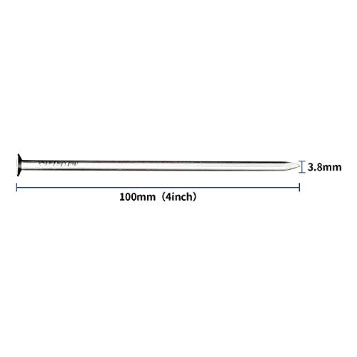 Image of JEGONFRI 25PCS 4 inch Nickel Plated Flat Head Nails for Hanging, Wood Nails