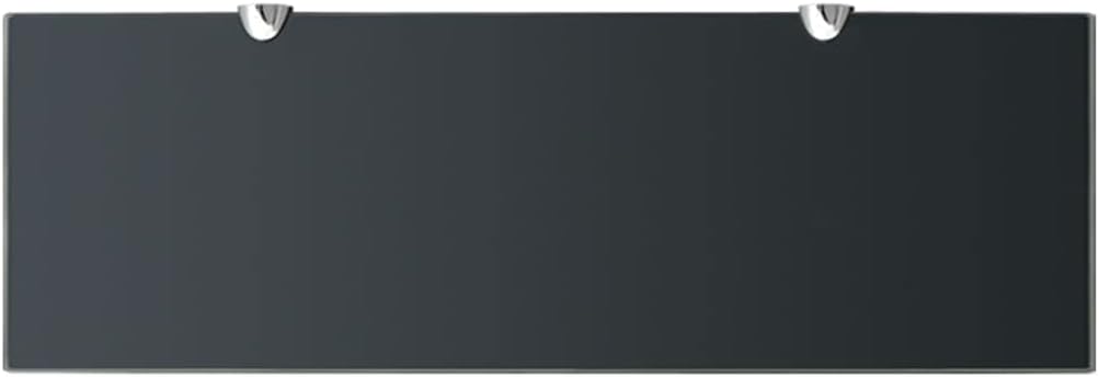Floating Shelf Black Tempered Safety Glass, Zinc Alloy Wall Mounted Shelf for Bathroom Bedroom Living Room Decor, 7.9x23.6x0.3 Inch Modern Rectangular Ledge