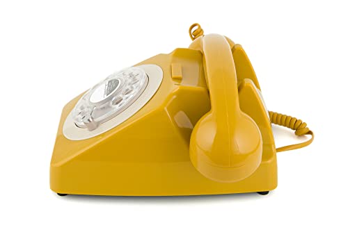 GPO 746ROTARYMUS Retro Telefon mit Wählscheibe im 70er Jahre Design Gelb- Senf Farbe