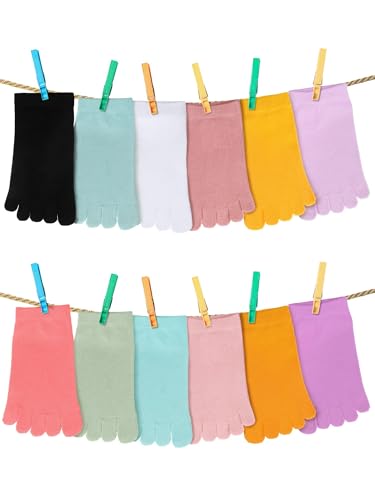 Image of Bencailor 6 /12 /32Pairs Women Toe Socks Five Toe Cotton Socks Ankle Sock with Toes Separated for Women Men Athletic Running